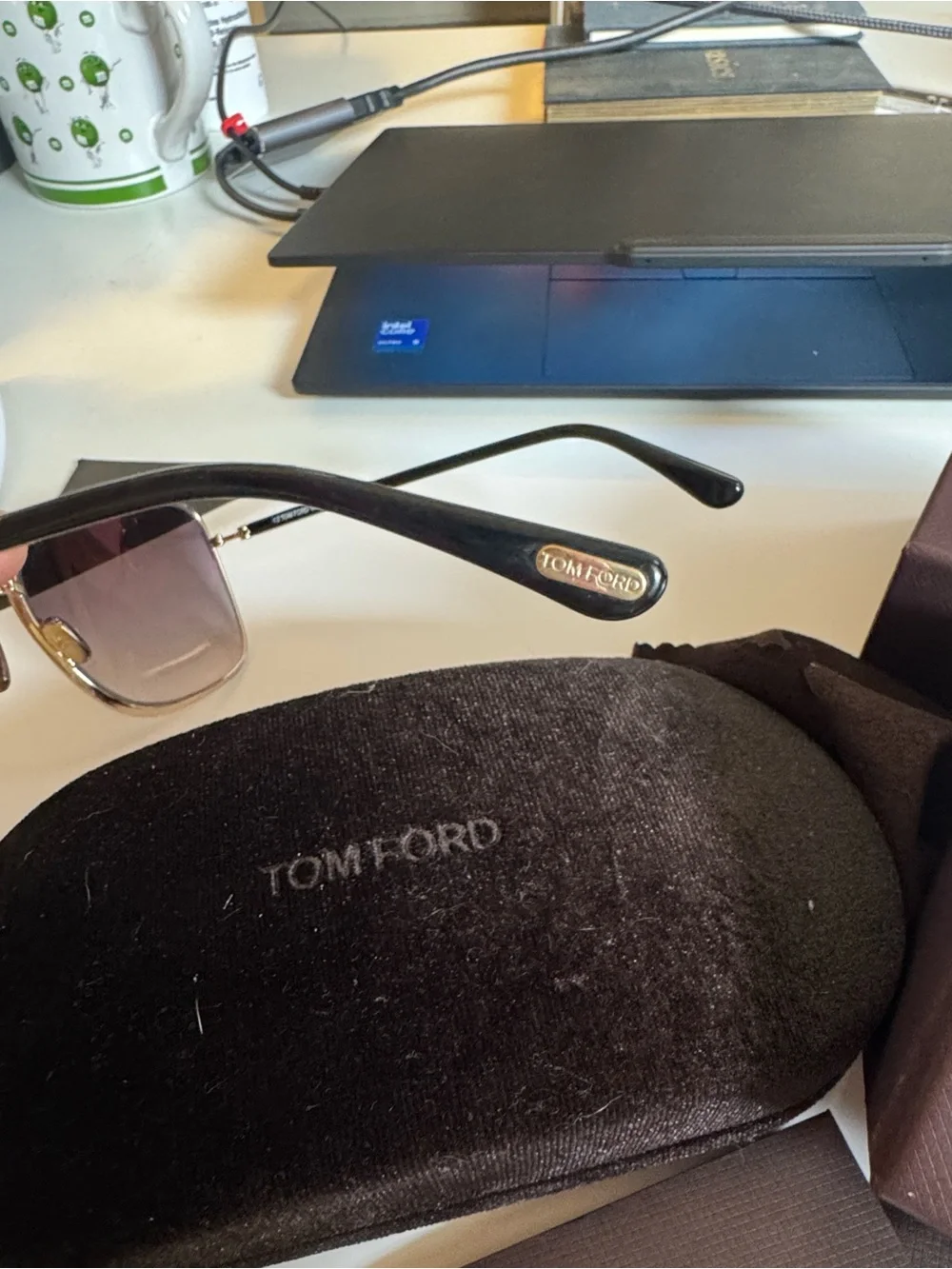 Tom Ford Gold and Brown Oversized Square Sunglasses